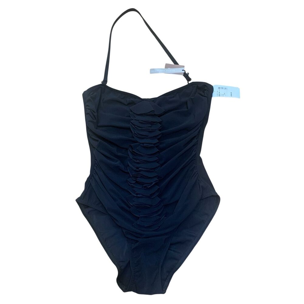 NEW NWT Karla Colletto One-Piece black Ruffle BATHING SWIMSUIT sz 8 $294